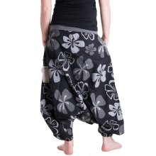 Vishes Hippie Haremshose mit Blumen schwarzrot 36