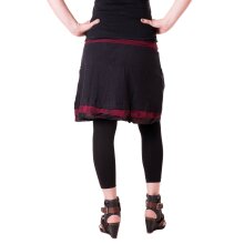 Vishes Kurzer Lagenlook Rock aus Baumwolle - mit Taschen zum Binden schwarz-rot 46/48