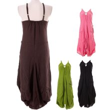 Vishes Lagenlook Ballonkleid mit verstellbaren Trägern dunkelbraun 44