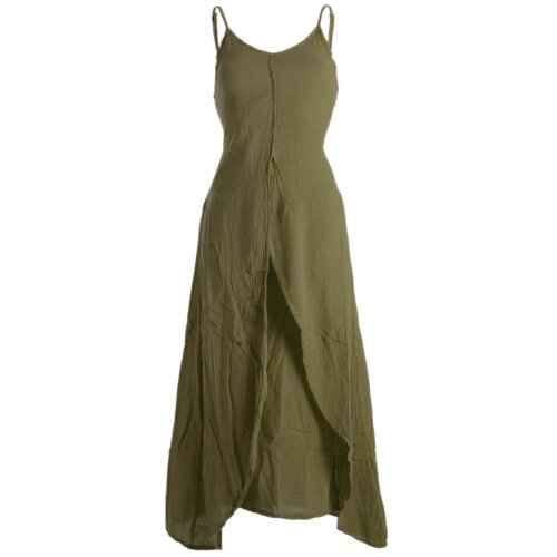 Vishes Lagenlook Kleid Träger olivegrün 34