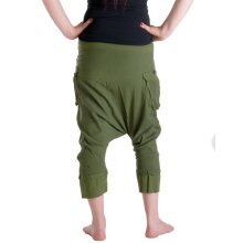 Vishes Haremshose 3/4 Hose Sommerhose Ethno Goa Hose olivegrün 36