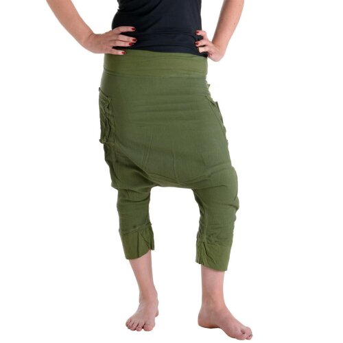 Vishes Haremshose 3/4 Hose Sommerhose Ethno Goa Hose olivegrün 40-42
