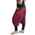 Vishes Bestickte Baumwoll Blumen Haremshose mit tiefem Schritt und Taschen dunkelrot 36