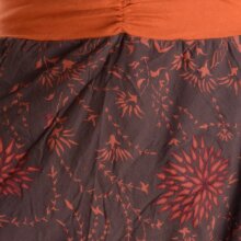 Vishes Bestickte Baumwoll Blumen Haremshose mit tiefem Schritt und Taschen dunkelbraun 40/42