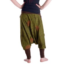 Vishes Bestickte Baumwoll Blumen Haremshose mit tiefem...