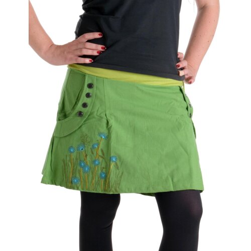 Vishes bestickter Mini Rock Hippie Boho hellgrün 36