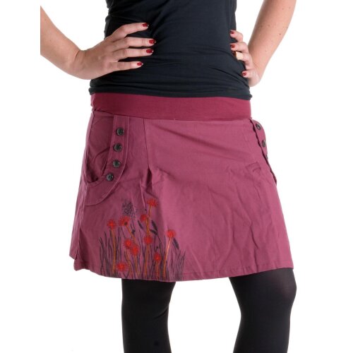 Vishes bestickter Mini Rock Hippie Boho bordeauxrot 36
