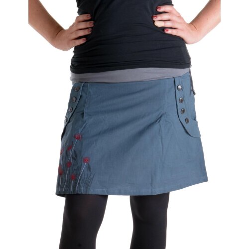 Vishes bestickter Mini Rock Hippie Boho grau 34/36