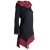 Vishes Kleid warm Tunika Longsleeve mit großem Kragen schwarz-rot 36