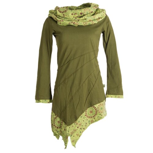 Vishes Kleid warm Tunika Longsleeve mit großem Kragen olive 38