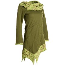 Vishes Kleid warm Tunika Longsleeve mit großem Kragen olive 44
