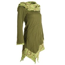 Vishes Kleid warm Tunika Longsleeve mit großem Kragen olive 44