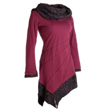 Vishes Kleid warm Tunika Longsleeve mit großem Kragen dunkelrot 38