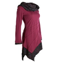 Vishes Kleid warm Tunika Longsleeve mit großem Kragen dunkelrot 40