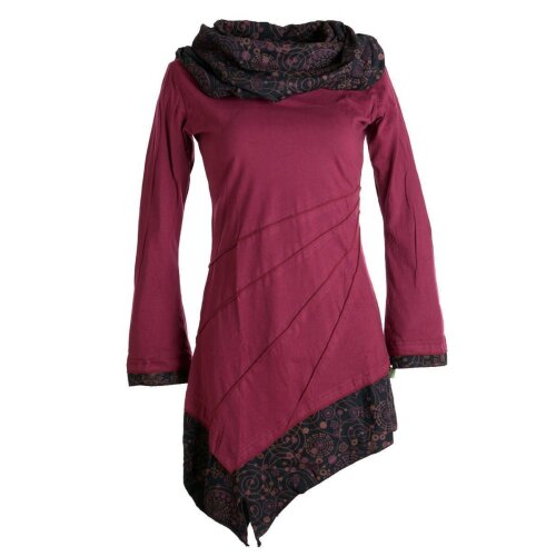 Vishes Kleid warm Tunika Longsleeve mit großem Kragen dunkelrot 44