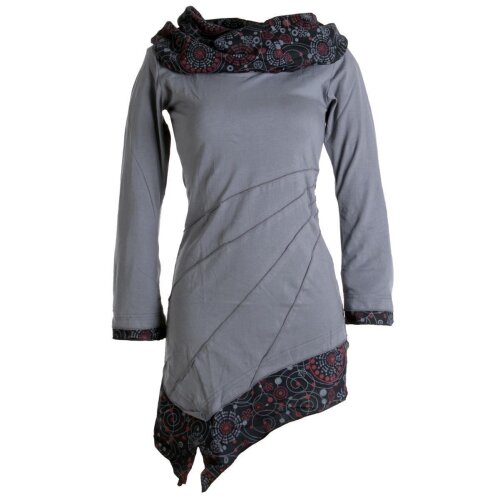 Vishes Kleid warm Tunika Longsleeve mit großem Kragen grau 42