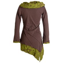 Vishes Kleid warm Tunika Longsleeve mit großem Kragen dunkelbraun 38