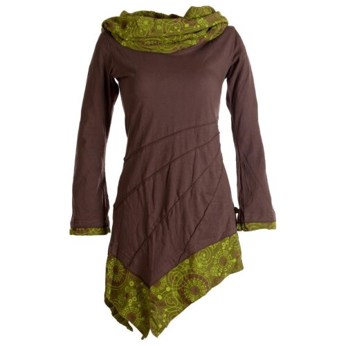Vishes Kleid warm Tunika Longsleeve mit großem Kragen dunkelbraun 40/42