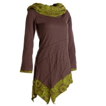 Vishes Kleid warm Tunika Longsleeve mit großem Kragen dunkelbraun 44