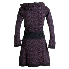 Vishes Bedrucktes Kleid aus Baumwolle mit Schalkragen schwarz-rot 38