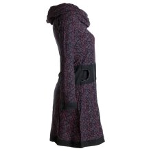 Vishes Bedrucktes Kleid aus Baumwolle mit Schalkragen schwarz-rot 44-46