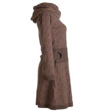 Vishes Bedrucktes Kleid aus Baumwolle mit Schalkragen dunkelbraun 40-42
