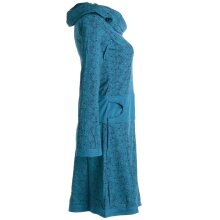 Vishes Bedrucktes Kleid aus Baumwolle mit Schalkragen türkis 40-42