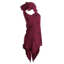 Vishes Kleid warm Tunika asymmetrisch mit großem Kragen dunkelrot 34/36