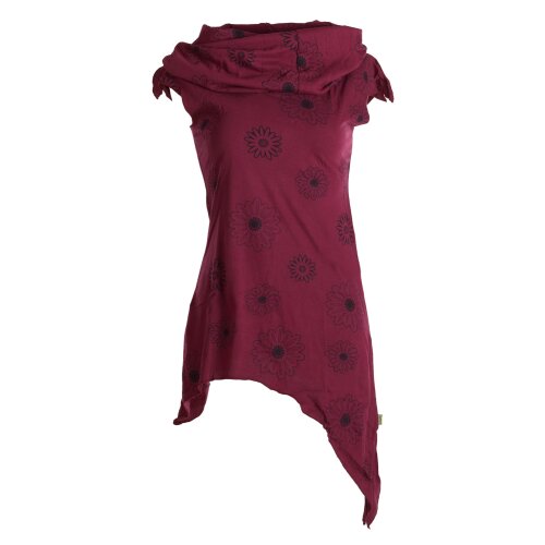 Vishes Kleid warm Tunika asymmetrisch mit großem Kragen dunkelrot 36