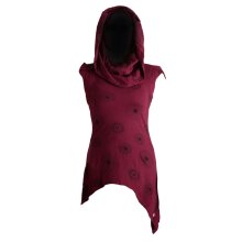 Vishes Kleid warm Tunika asymmetrisch mit großem Kragen dunkelrot 46
