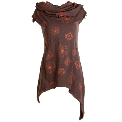 Vishes Kleid warm Tunika asymmetrisch mit großem Kragen dunkelbraun 44