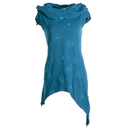 Vishes Kleid warm Tunika asymmetrisch mit großem Kragen türkis 46