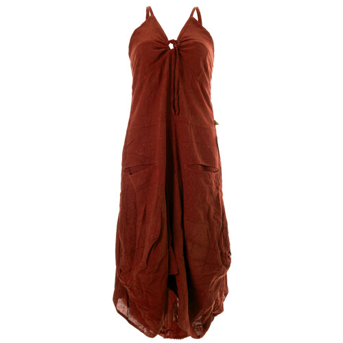 Vishes Lagenlook Ballonkleid mit verstellbaren Trägern hellbraun 34-36