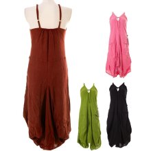 Vishes Lagenlook Ballonkleid mit verstellbaren Trägern hellbraun 34-36