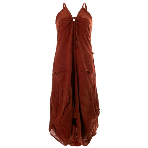 Vishes Lagenlook Ballonkleid mit verstellbaren Trägern hellbraun 38-40