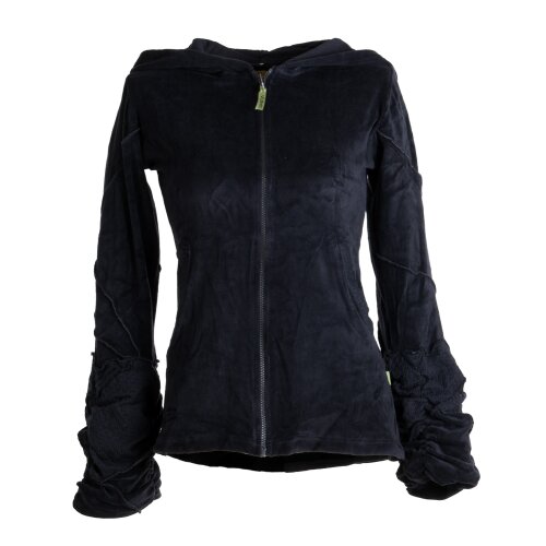 Vishes Samtjacke Hoodie Elfenjacke Samt Hoody schwarz 42