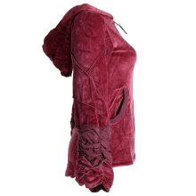 Vishes Samtjacke Hoodie Elfenjacke Samt Hoody dunkelrot 36