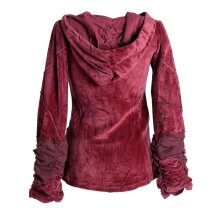 Vishes Samtjacke Hoodie Elfenjacke Samt Hoody dunkelrot 38