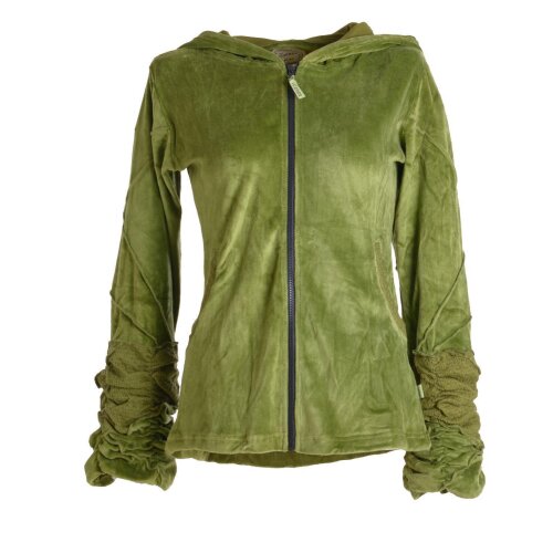 Vishes Samtjacke Hoodie Elfenjacke Samt Hoody olivegrün 34/36