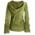 Vishes Samtjacke Hoodie Elfenjacke Samt Hoody olivegrün 38