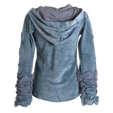 Vishes Samtjacke Hoodie Elfenjacke Samt Hoody grau 36