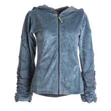 Vishes Samtjacke Hoodie Elfenjacke Samt Hoody grau 42