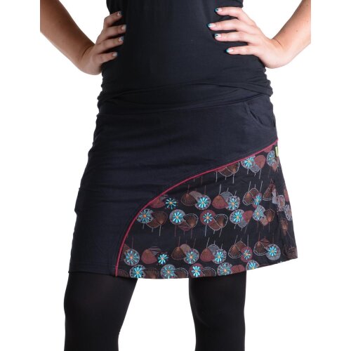 Vishes Mini Rock bestickt Goa Rock Hippie Cacheur schwarz-rot 38