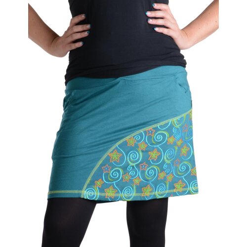 Vishes Mini Rock bestickt Goa Rock Hippie Cacheur türkis-blau 36