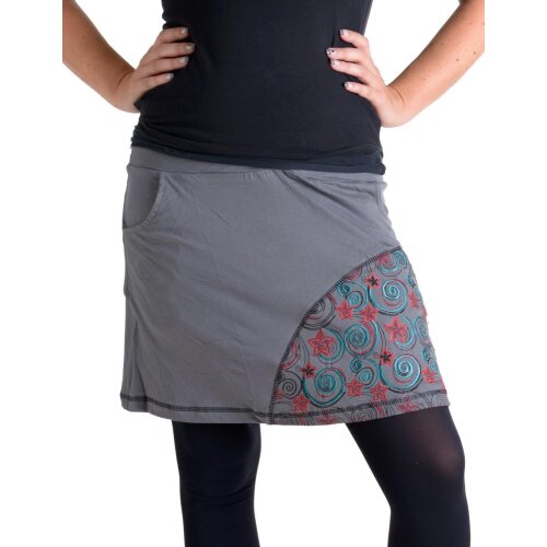 Vishes Mini Rock bestickt Goa Rock Hippie Cacheur grau 34/36