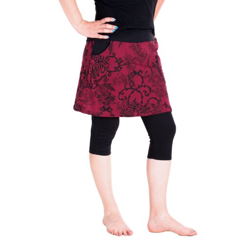 Vishes - Damen Mini Rock mit kurzer Hose drunter Schwarz-Dunkelrot 42