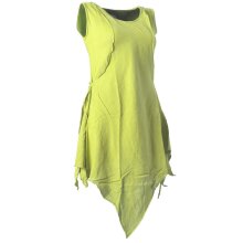 Vishes Zipfeliges Lagenlook Shirt Tunika aus handgewebter Baumwolle - im Used-Look hellgrün 34