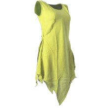 Vishes Zipfeliges Lagenlook Shirt Tunika aus handgewebter Baumwolle - im Used-Look hellgrün 34