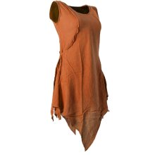 Vishes Zipfeliges Lagenlook Shirt Tunika aus handgewebter Baumwolle - im Used-Look orange 34