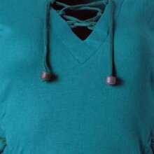 Vishes Elfenkleid mit Zipfelkapuze und Bändern zum Schnüren türkis 50-52 (4XL)